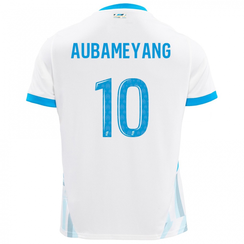 Niño Camiseta Pierre-Emerick Aubameyang #10 Blanco Azul Cielo 1ª Equipación 2024/25 La Camisa Argentina