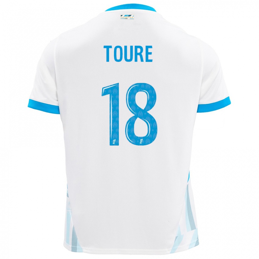 Niño Camiseta Isaak Toure #18 Blanco Azul Cielo 1ª Equipación 2024/25 La Camisa Argentina