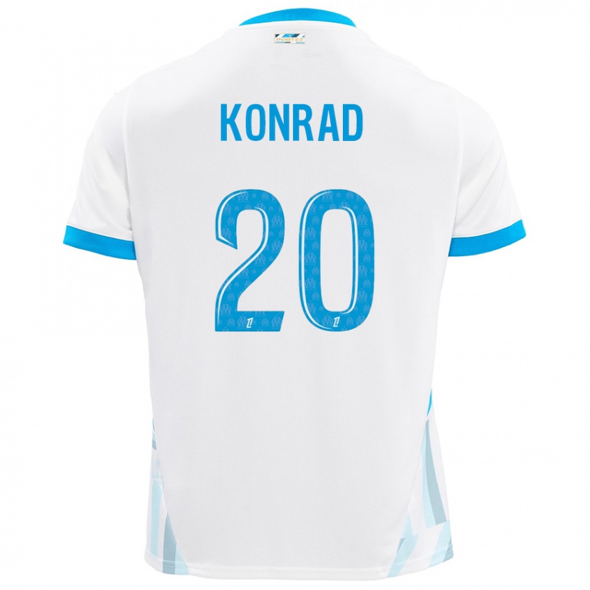 Niño Camiseta Konrad De La Fuente #20 Blanco Azul Cielo 1ª Equipación 2024/25 La Camisa Argentina