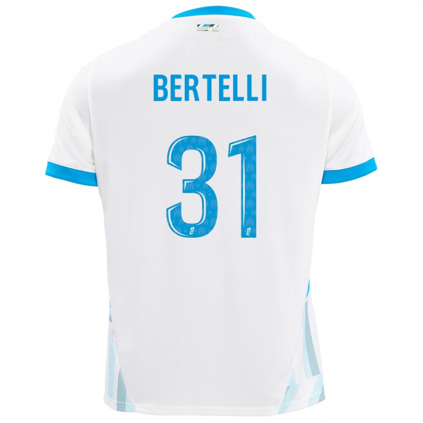 Niño Camiseta Ugo Bertelli #31 Blanco Azul Cielo 1ª Equipación 2024/25 La Camisa Argentina