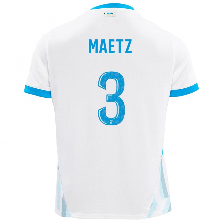 Niño Camiseta Agathe Maetz #3 Blanco Azul Cielo 1ª Equipación 2024/25 La Camisa Argentina