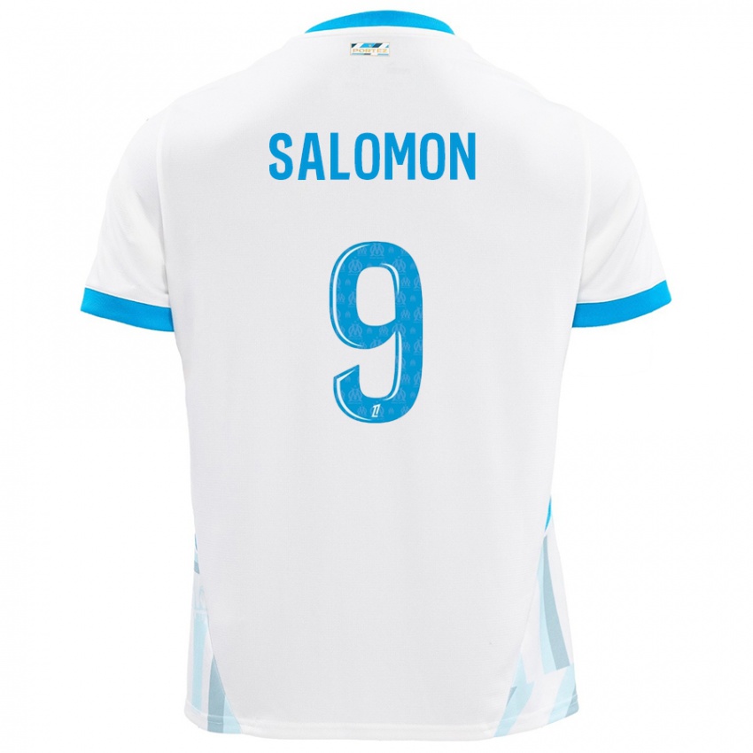 Niño Camiseta Maeva Salomon #9 Blanco Azul Cielo 1ª Equipación 2024/25 La Camisa Argentina