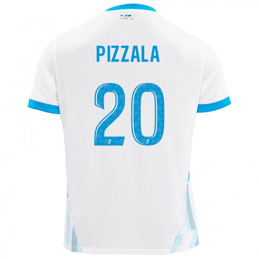 Niño Camiseta Caroline Pizzala #20 Blanco Azul Cielo 1ª Equipación 2024/25 La Camisa Argentina