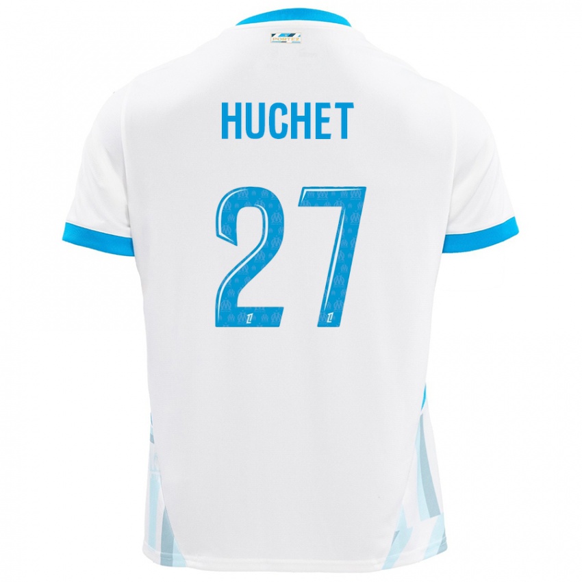 Niño Camiseta Sarah Huchet #27 Blanco Azul Cielo 1ª Equipación 2024/25 La Camisa Argentina