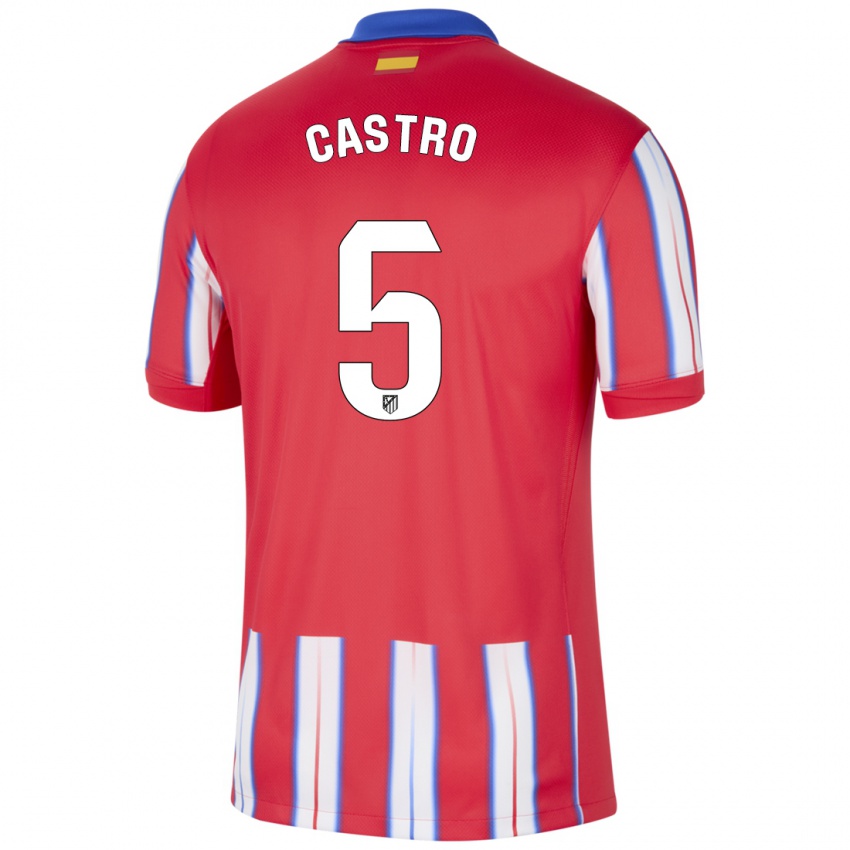 Niño Camiseta Oscar Castro #5 Rojo Blanco Azul 1ª Equipación 2024/25 La Camisa Argentina