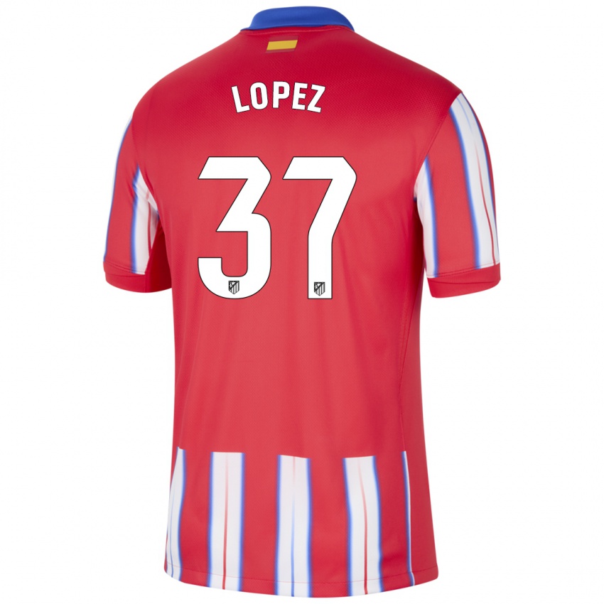 Niño Camiseta Alex Lopez #37 Rojo Blanco Azul 1ª Equipación 2024/25 La Camisa Argentina