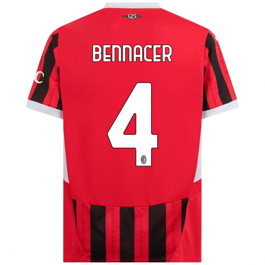 Niño Camiseta Ismael Bennacer #4 Rojo Negro 1ª Equipación 2024/25 La Camisa Argentina