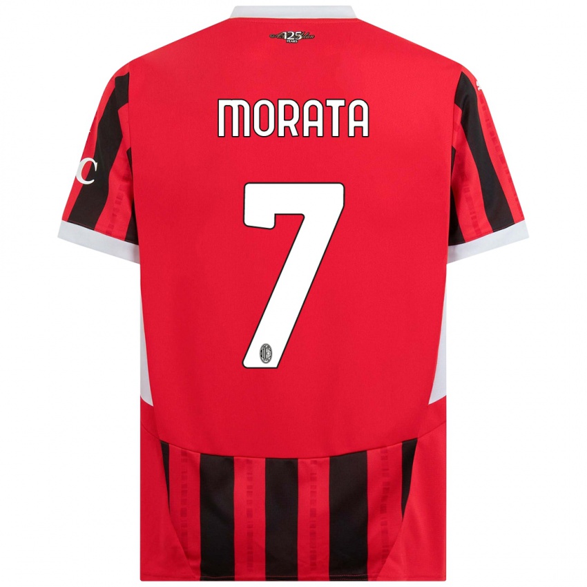 Niño Camiseta Alvaro Morata #7 Rojo Negro 1ª Equipación 2024/25 La Camisa Argentina