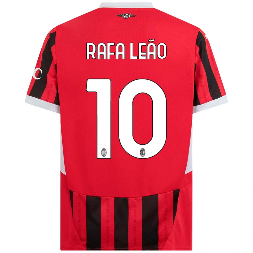 Niño Camiseta Rafael Leao #10 Rojo Negro 1ª Equipación 2024/25 La Camisa Argentina