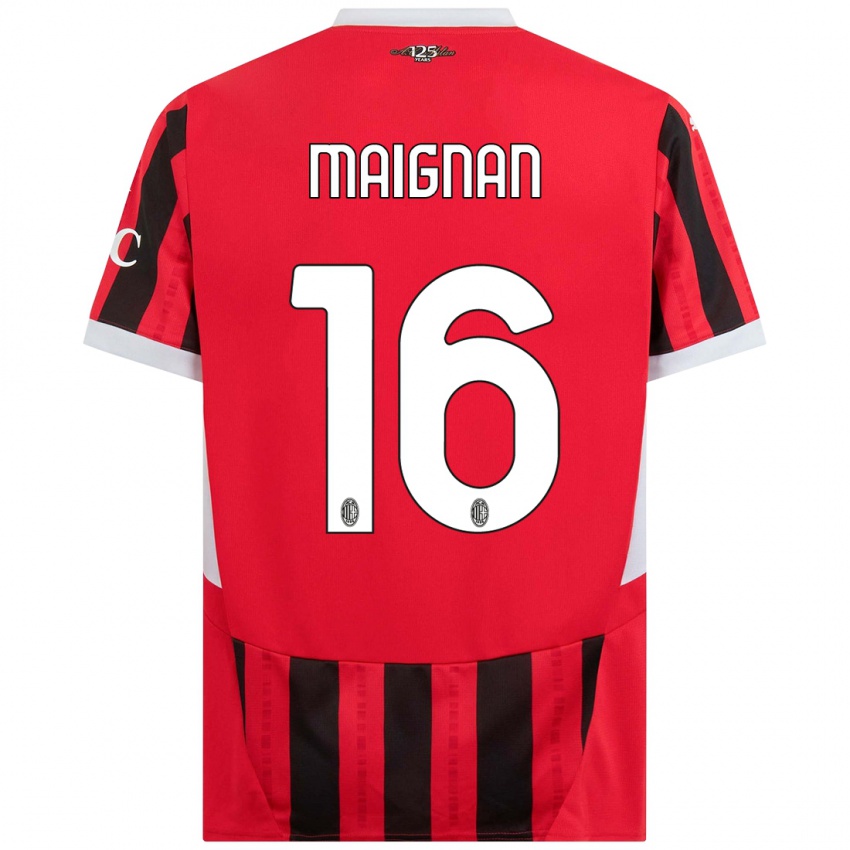 Niño Camiseta Mike Maignan #16 Rojo Negro 1ª Equipación 2024/25 La Camisa Argentina