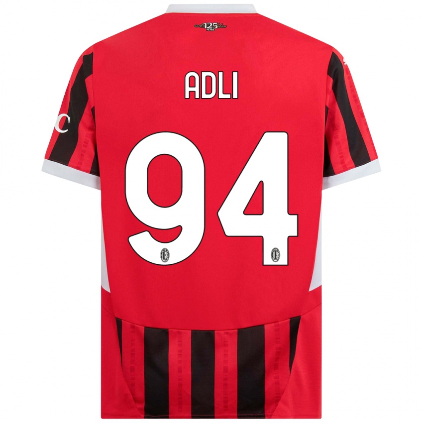 Niño Camiseta Yacine Adli #94 Rojo Negro 1ª Equipación 2024/25 La Camisa Argentina