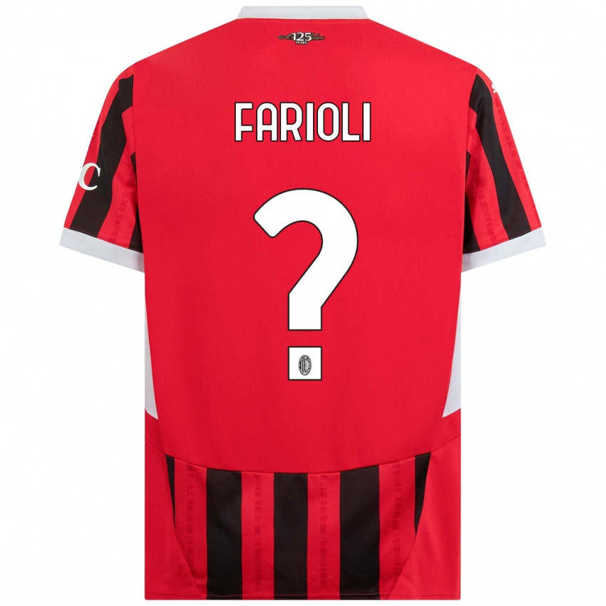 Niño Camiseta Simone Farioli #0 Rojo Negro 1ª Equipación 2024/25 La Camisa Argentina