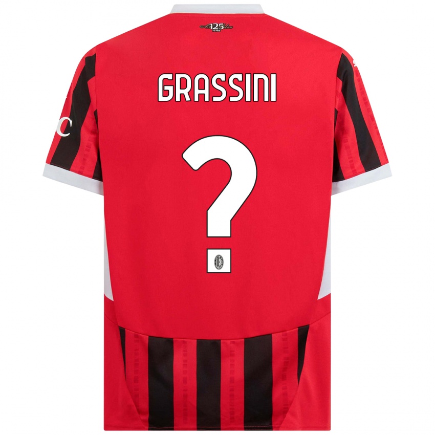 Niño Camiseta Riccardo Grassini #0 Rojo Negro 1ª Equipación 2024/25 La Camisa Argentina