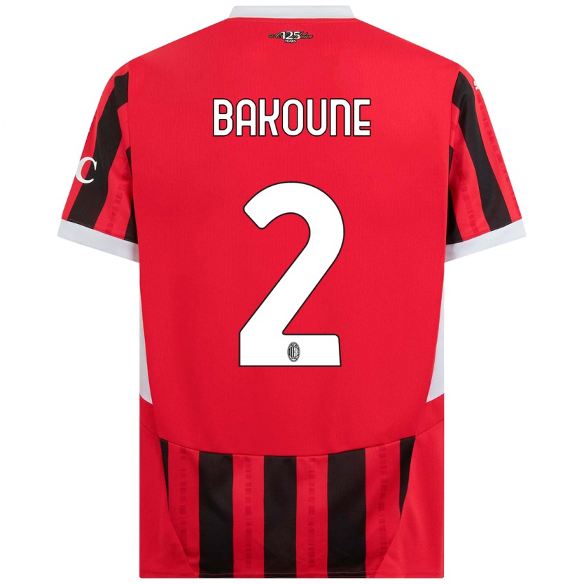 Niño Camiseta Adam Bakoune #2 Rojo Negro 1ª Equipación 2024/25 La Camisa Argentina