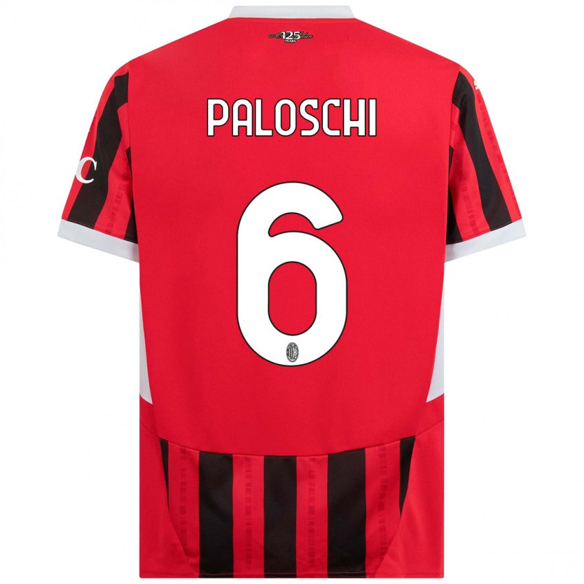 Niño Camiseta Dorian Paloschi #6 Rojo Negro 1ª Equipación 2024/25 La Camisa Argentina