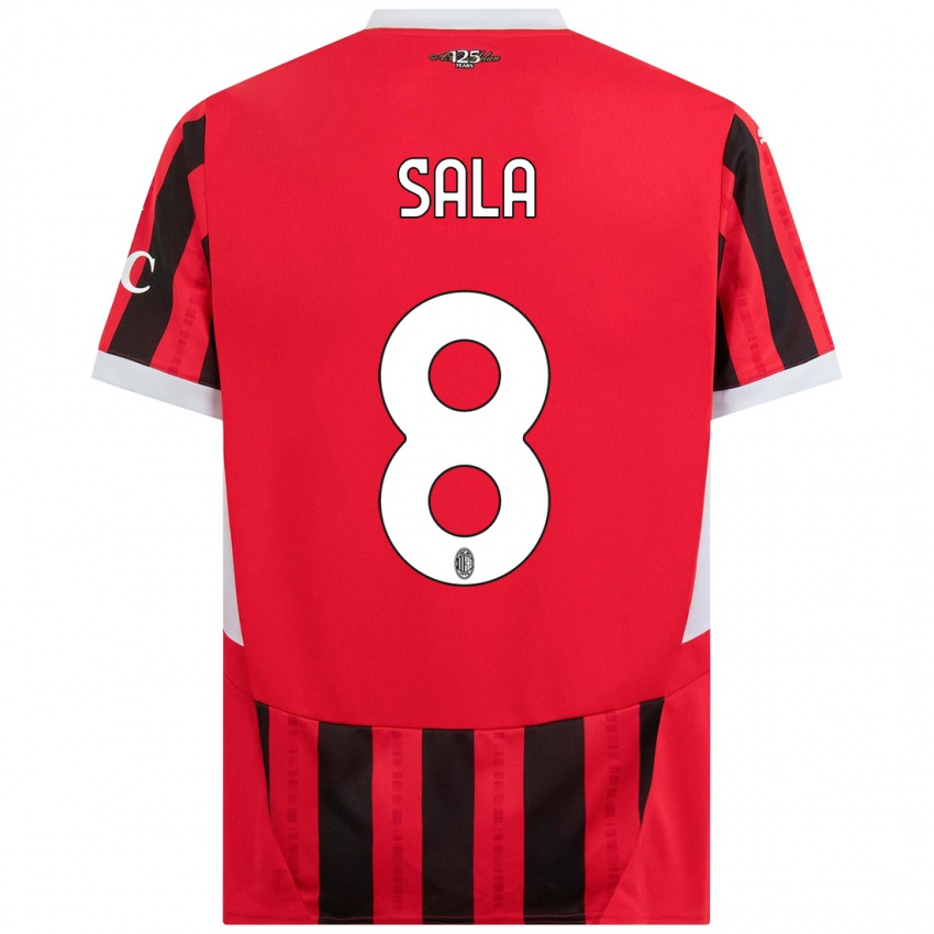 Niño Camiseta Emanuele Sala #8 Rojo Negro 1ª Equipación 2024/25 La Camisa Argentina