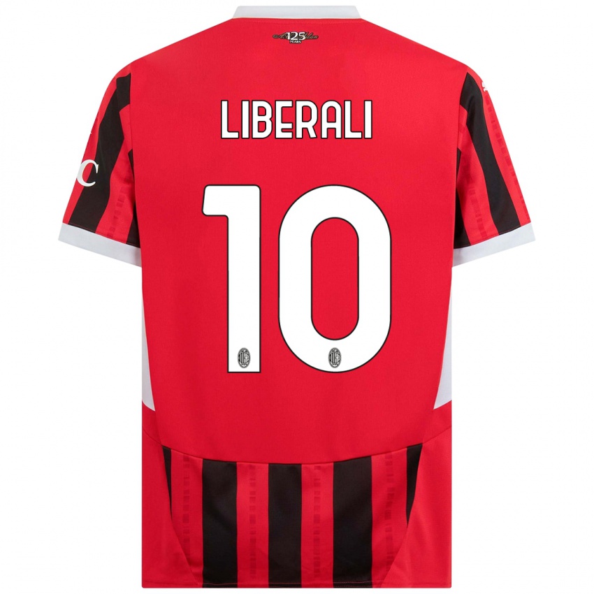 Niño Camiseta Mattia Liberali #10 Rojo Negro 1ª Equipación 2024/25 La Camisa Argentina