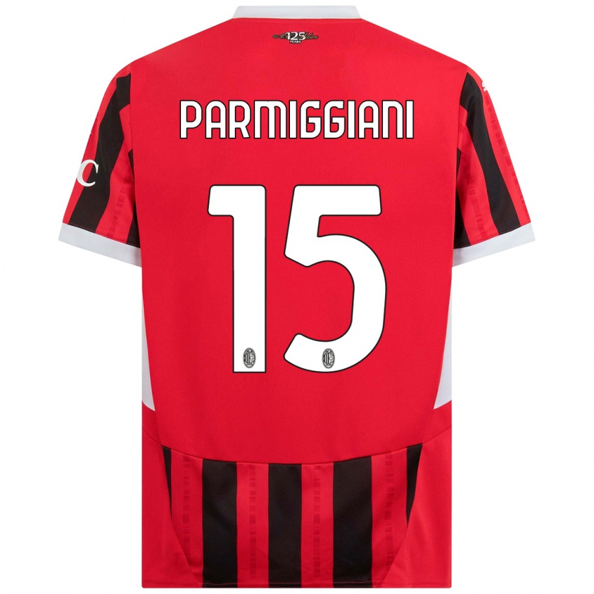 Niño Camiseta Pietro Parmiggiani #15 Rojo Negro 1ª Equipación 2024/25 La Camisa Argentina