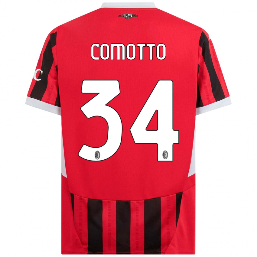 Niño Camiseta Christian Comotto #34 Rojo Negro 1ª Equipación 2024/25 La Camisa Argentina