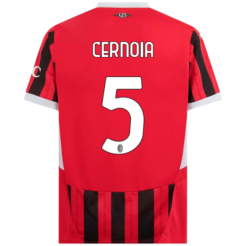 Niño Camiseta Valentina Cernoia #5 Rojo Negro 1ª Equipación 2024/25 La Camisa Argentina