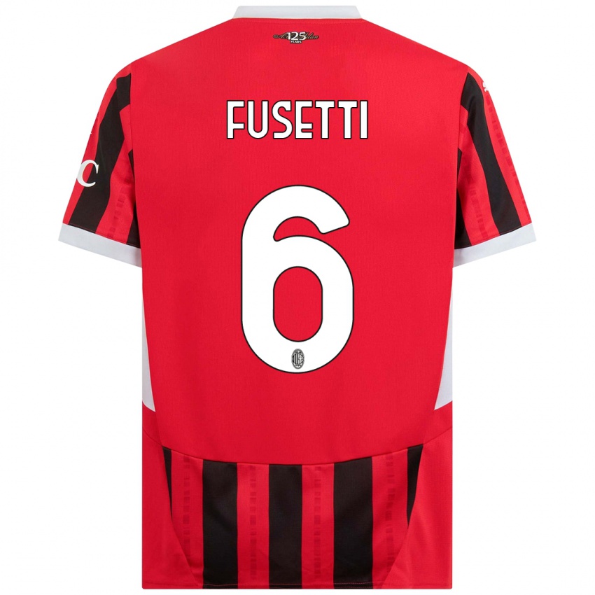 Niño Camiseta Laura Fusetti #6 Rojo Negro 1ª Equipación 2024/25 La Camisa Argentina