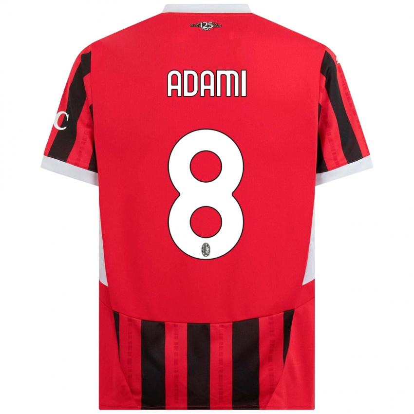 Niño Camiseta Greta Adami #8 Rojo Negro 1ª Equipación 2024/25 La Camisa Argentina