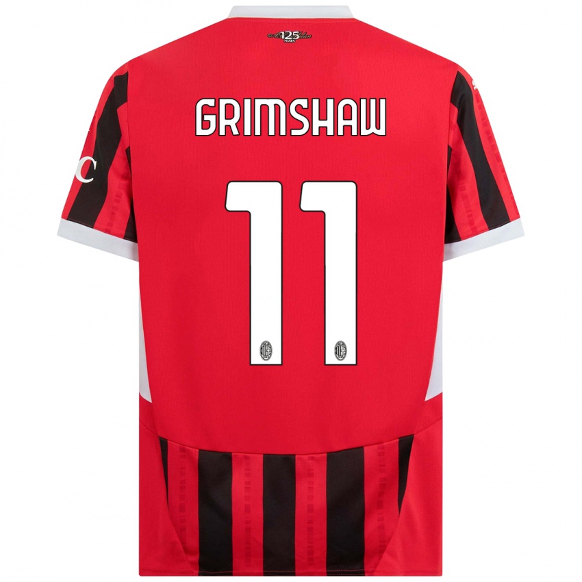 Niño Camiseta Christy Grimshaw #11 Rojo Negro 1ª Equipación 2024/25 La Camisa Argentina