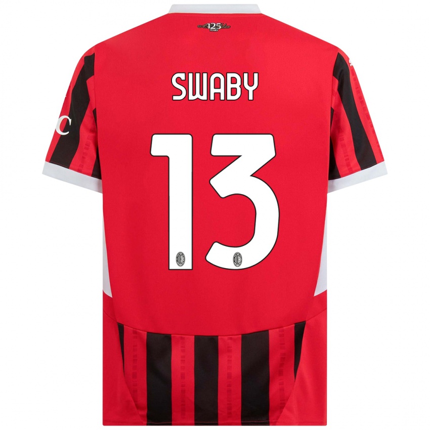 Niño Camiseta Allyson Swaby #13 Rojo Negro 1ª Equipación 2024/25 La Camisa Argentina