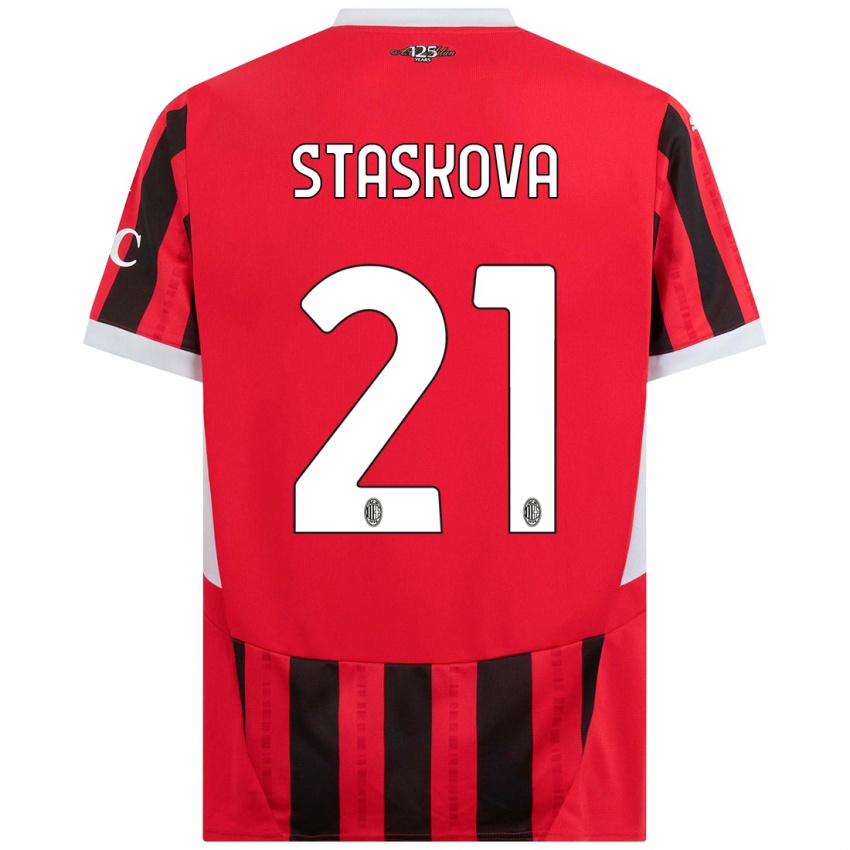 Niño Camiseta Andrea Stašková #21 Rojo Negro 1ª Equipación 2024/25 La Camisa Argentina