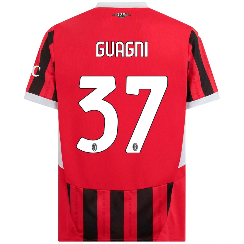 Niño Camiseta Alia Guagni #37 Rojo Negro 1ª Equipación 2024/25 La Camisa Argentina