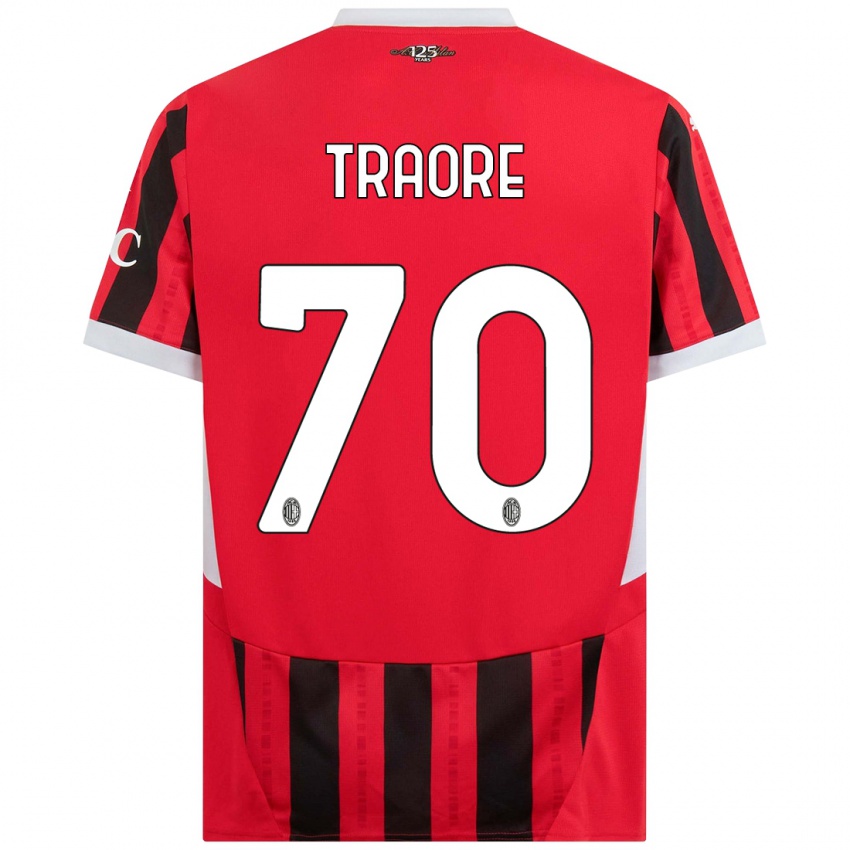 Niño Camiseta Chaka Traore #70 Rojo Negro 1ª Equipación 2024/25 La Camisa Argentina