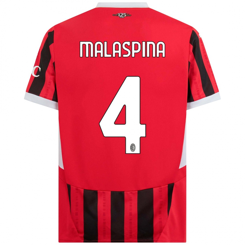 Niño Camiseta Mattia Malaspina #4 Rojo Negro 1ª Equipación 2024/25 La Camisa Argentina