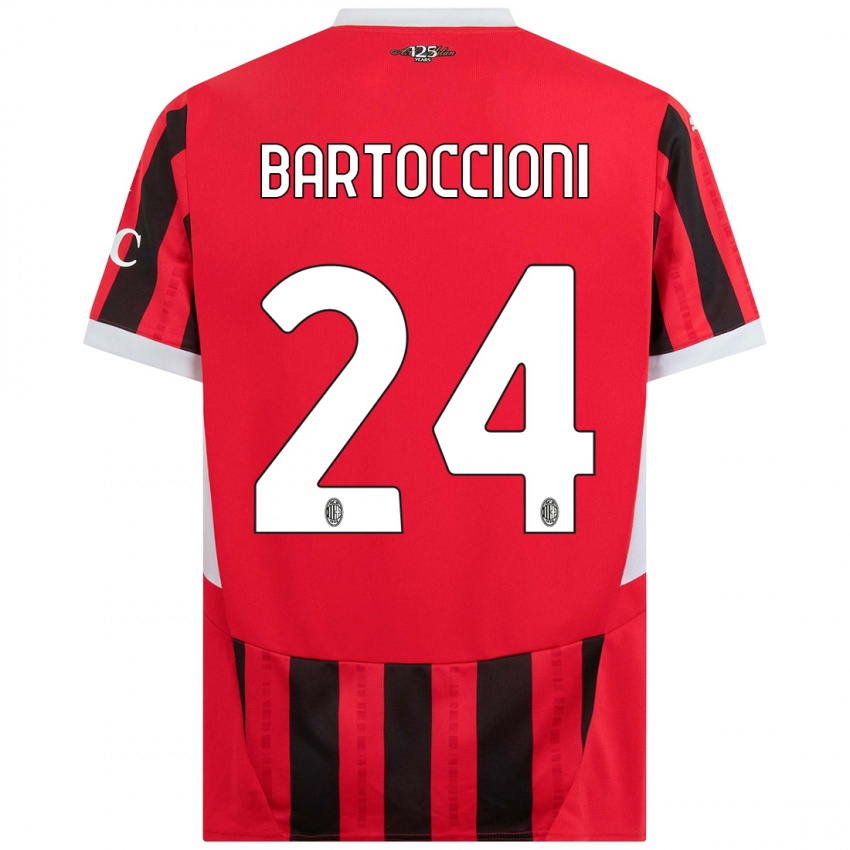 Niño Camiseta Andrea Bartoccioni #24 Rojo Negro 1ª Equipación 2024/25 La Camisa Argentina