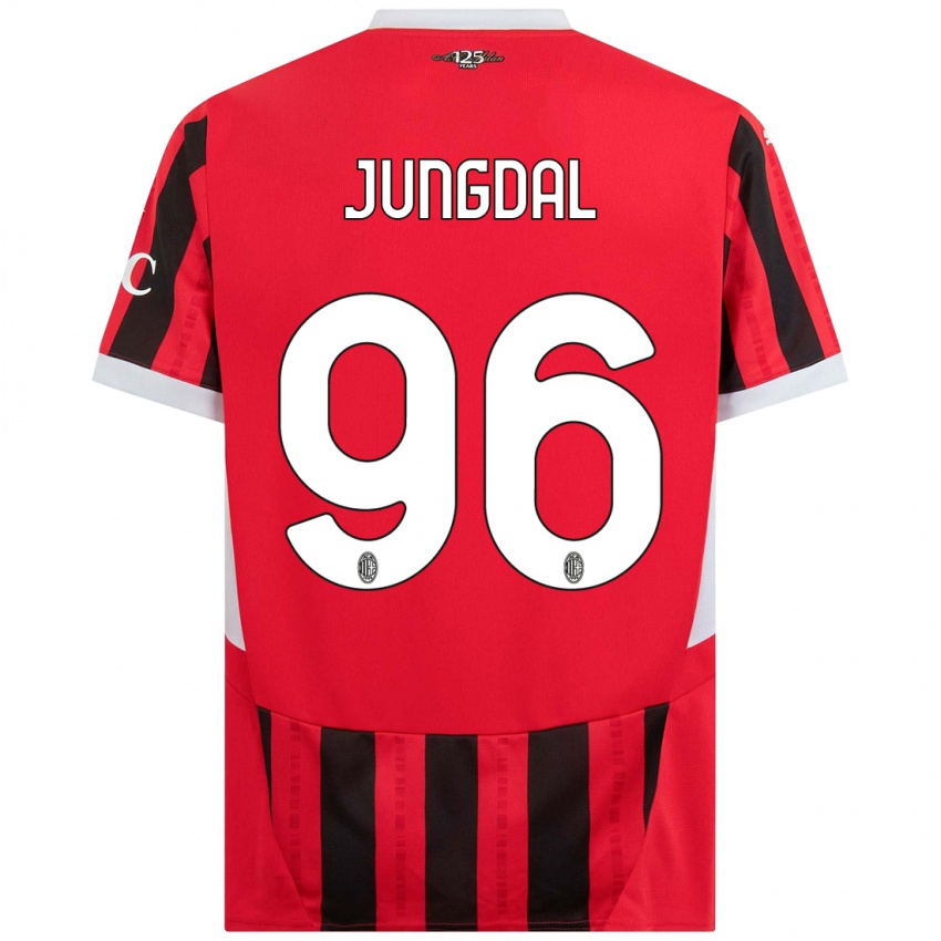 Niño Camiseta Andreas Jungdal #96 Rojo Negro 1ª Equipación 2024/25 La Camisa Argentina