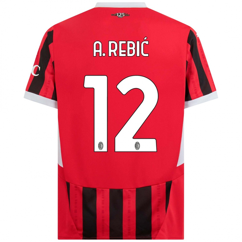 Niño Camiseta Ante Rebic #12 Rojo Negro 1ª Equipación 2024/25 La Camisa Argentina