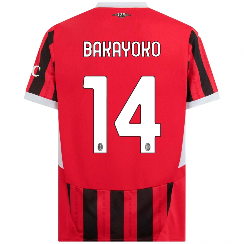 Niño Camiseta Tiemoue Bakayoko #14 Rojo Negro 1ª Equipación 2024/25 La Camisa Argentina