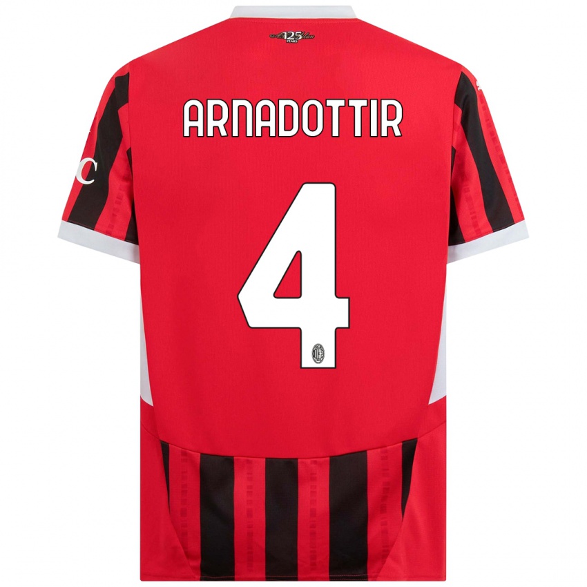 Niño Camiseta Guony Arnadottir #4 Rojo Negro 1ª Equipación 2024/25 La Camisa Argentina