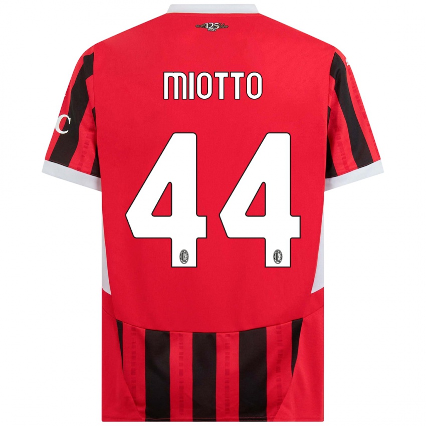 Niño Camiseta Giorgia Miotto #44 Rojo Negro 1ª Equipación 2024/25 La Camisa Argentina