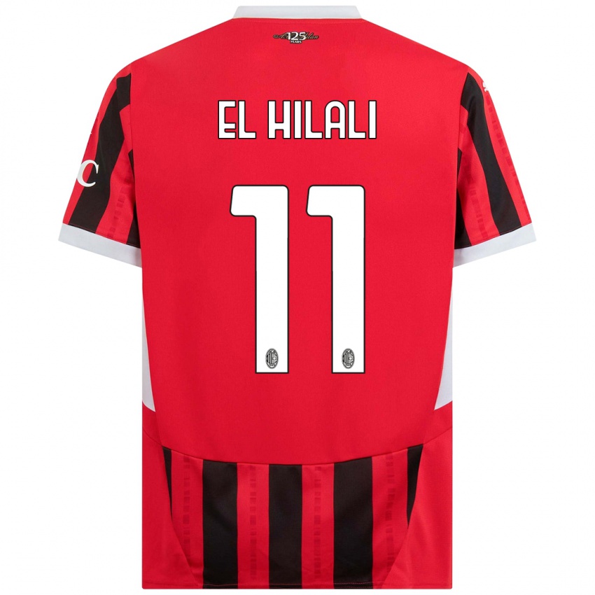 Niño Camiseta Youns El Hilali #11 Rojo Negro 1ª Equipación 2024/25 La Camisa Argentina