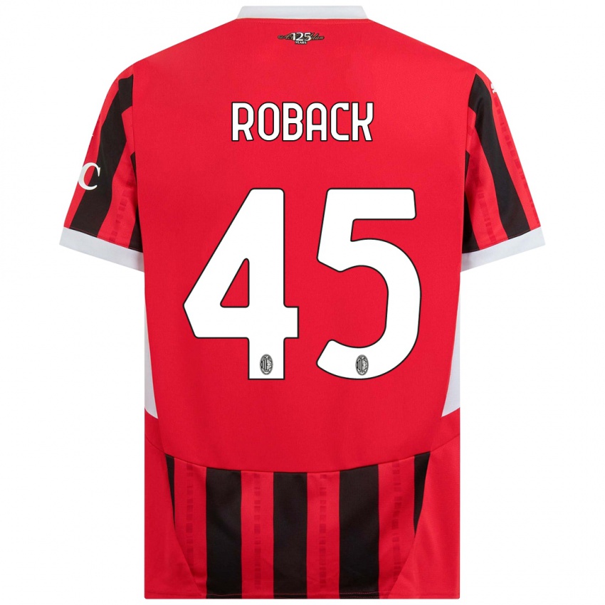 Niño Camiseta Emil Roback #45 Rojo Negro 1ª Equipación 2024/25 La Camisa Argentina