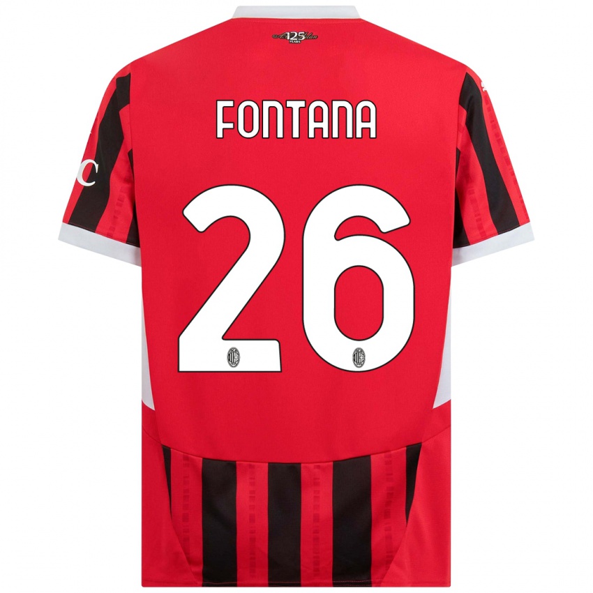 Niño Camiseta Francesco Fontana #26 Rojo Negro 1ª Equipación 2024/25 La Camisa Argentina