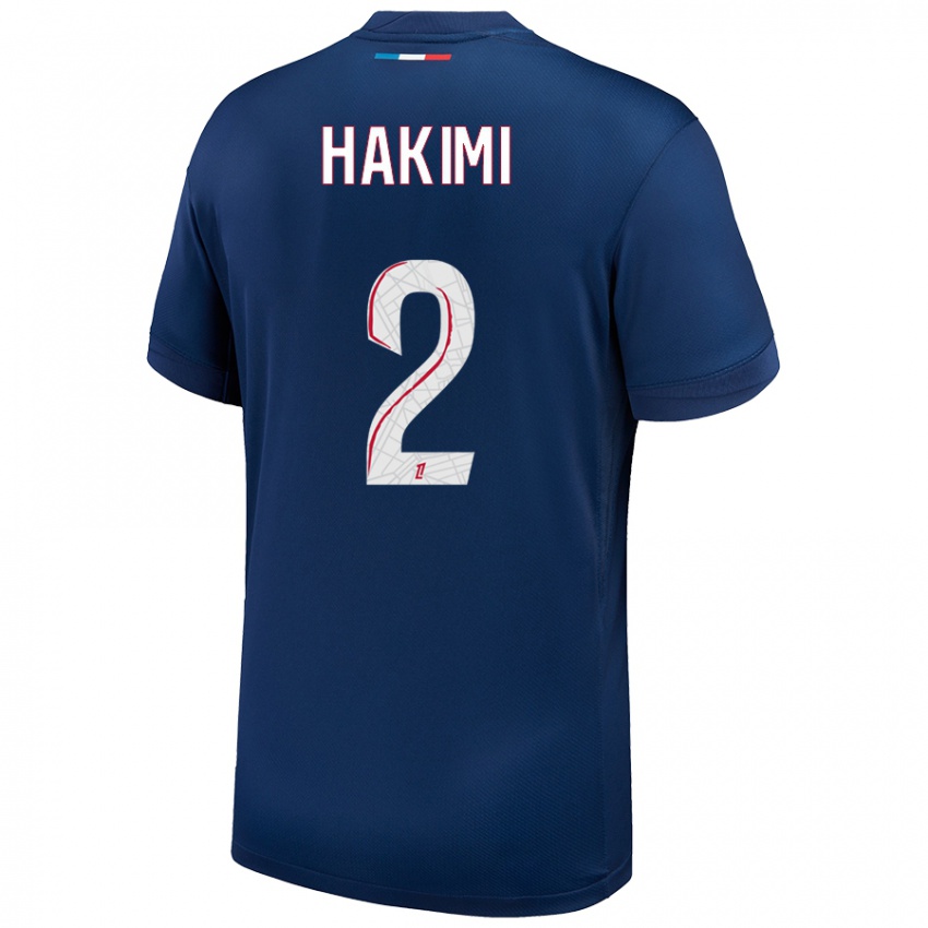 Niño Camiseta Achraf Hakimi #2 Azul Marino Blanco 1ª Equipación 2024/25 La Camisa Argentina