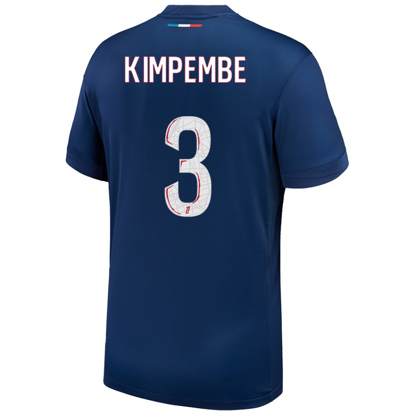 Niño Camiseta Presnel Kimpembe #3 Azul Marino Blanco 1ª Equipación 2024/25 La Camisa Argentina