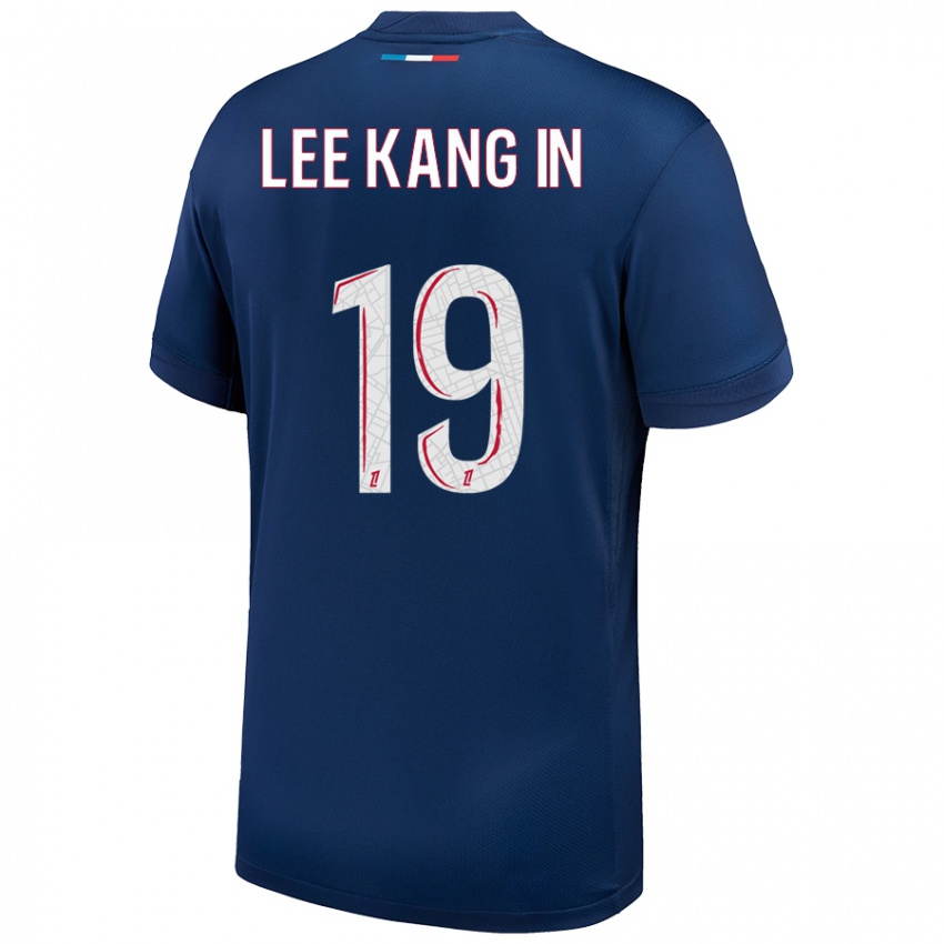 Niño Camiseta Kang-In Lee #19 Azul Marino Blanco 1ª Equipación 2024/25 La Camisa Argentina