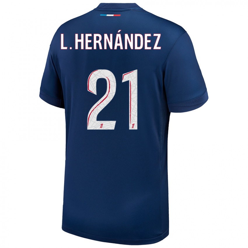 Niño Camiseta Lucas Hernández #21 Azul Marino Blanco 1ª Equipación 2024/25 La Camisa Argentina