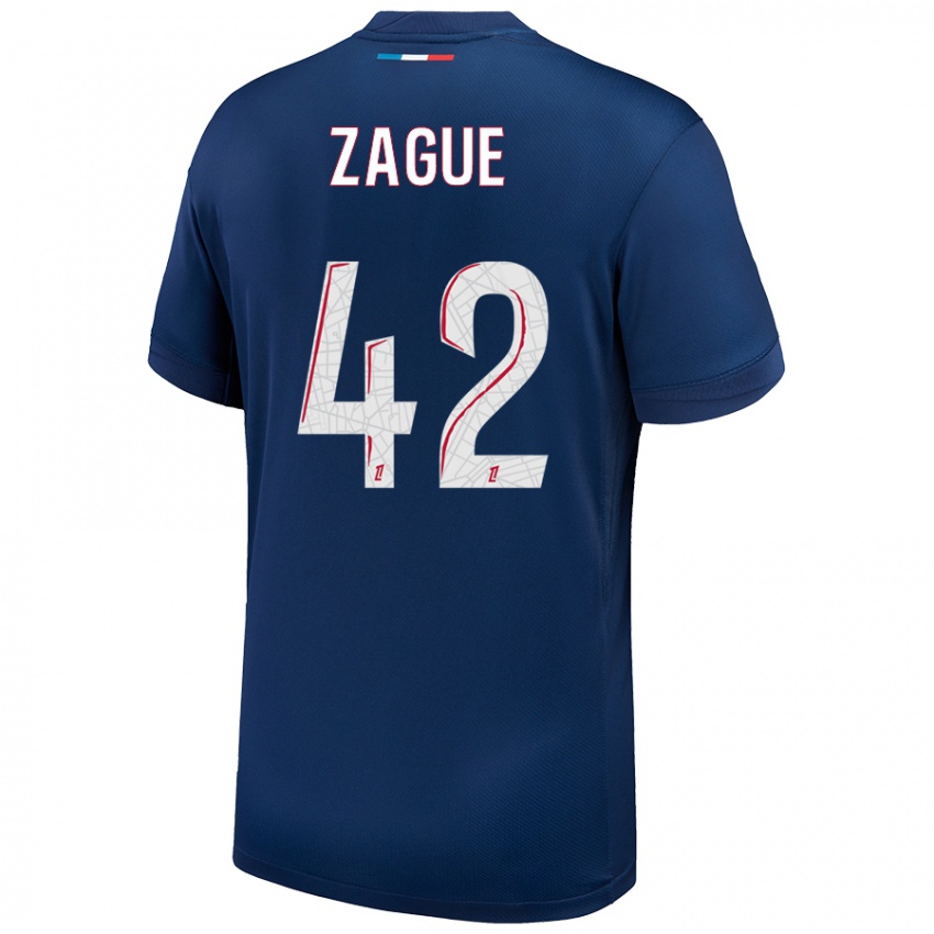 Niño Camiseta Yoram Zague #42 Azul Marino Blanco 1ª Equipación 2024/25 La Camisa Argentina