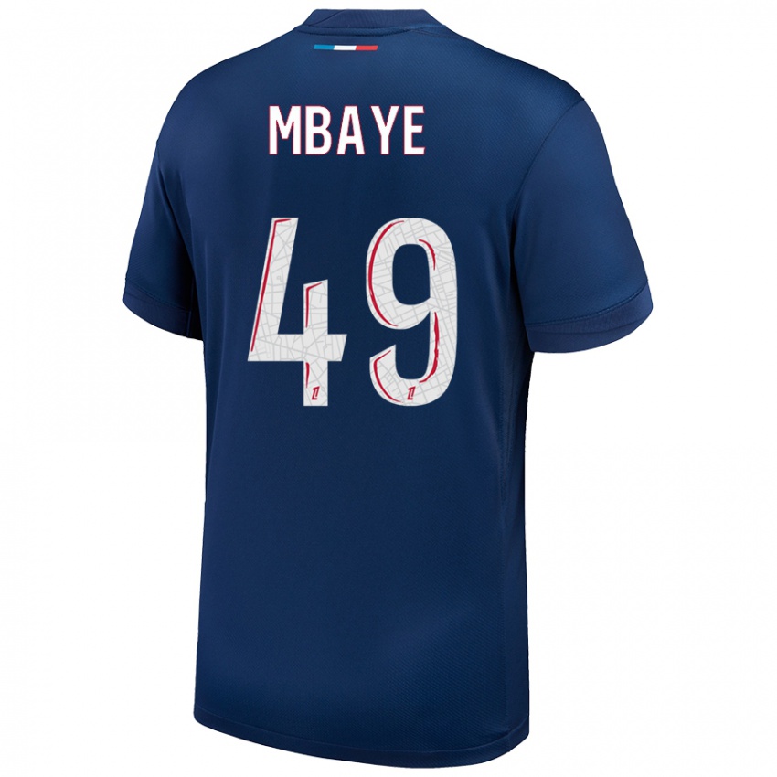 Niño Camiseta Ibrahim Mbaye #49 Azul Marino Blanco 1ª Equipación 2024/25 La Camisa Argentina