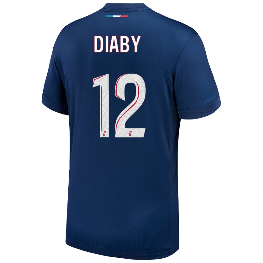 Niño Camiseta Ibrahima Diaby #12 Azul Marino Blanco 1ª Equipación 2024/25 La Camisa Argentina