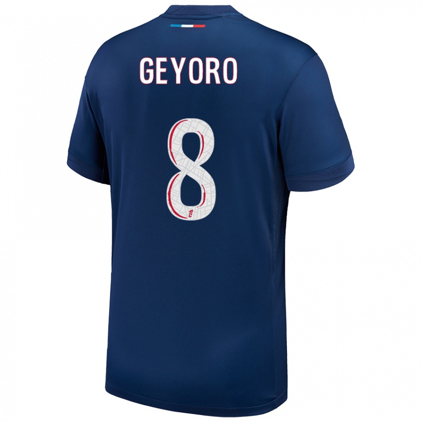 Niño Camiseta Grace Geyoro #8 Azul Marino Blanco 1ª Equipación 2024/25 La Camisa Argentina