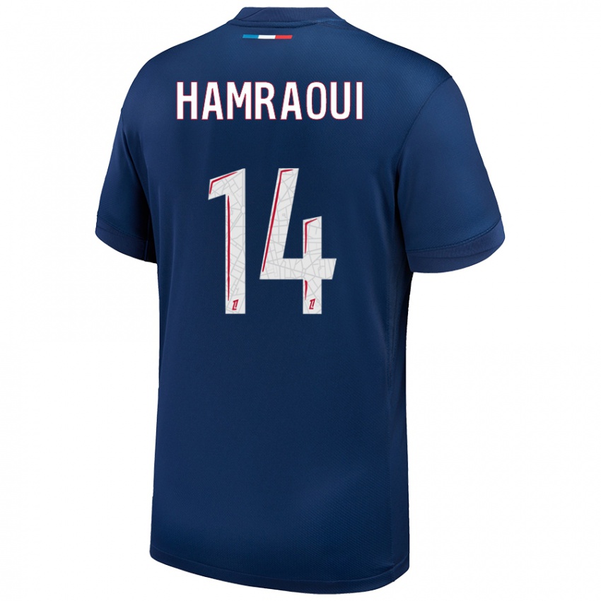 Niño Camiseta Kheira Hamraoui #14 Azul Marino Blanco 1ª Equipación 2024/25 La Camisa Argentina